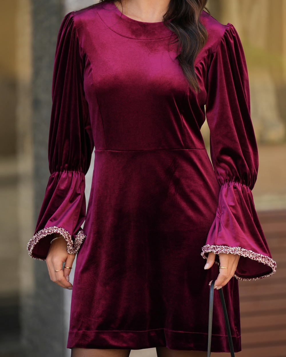 VESTIDO VELUDO BURGUNDY