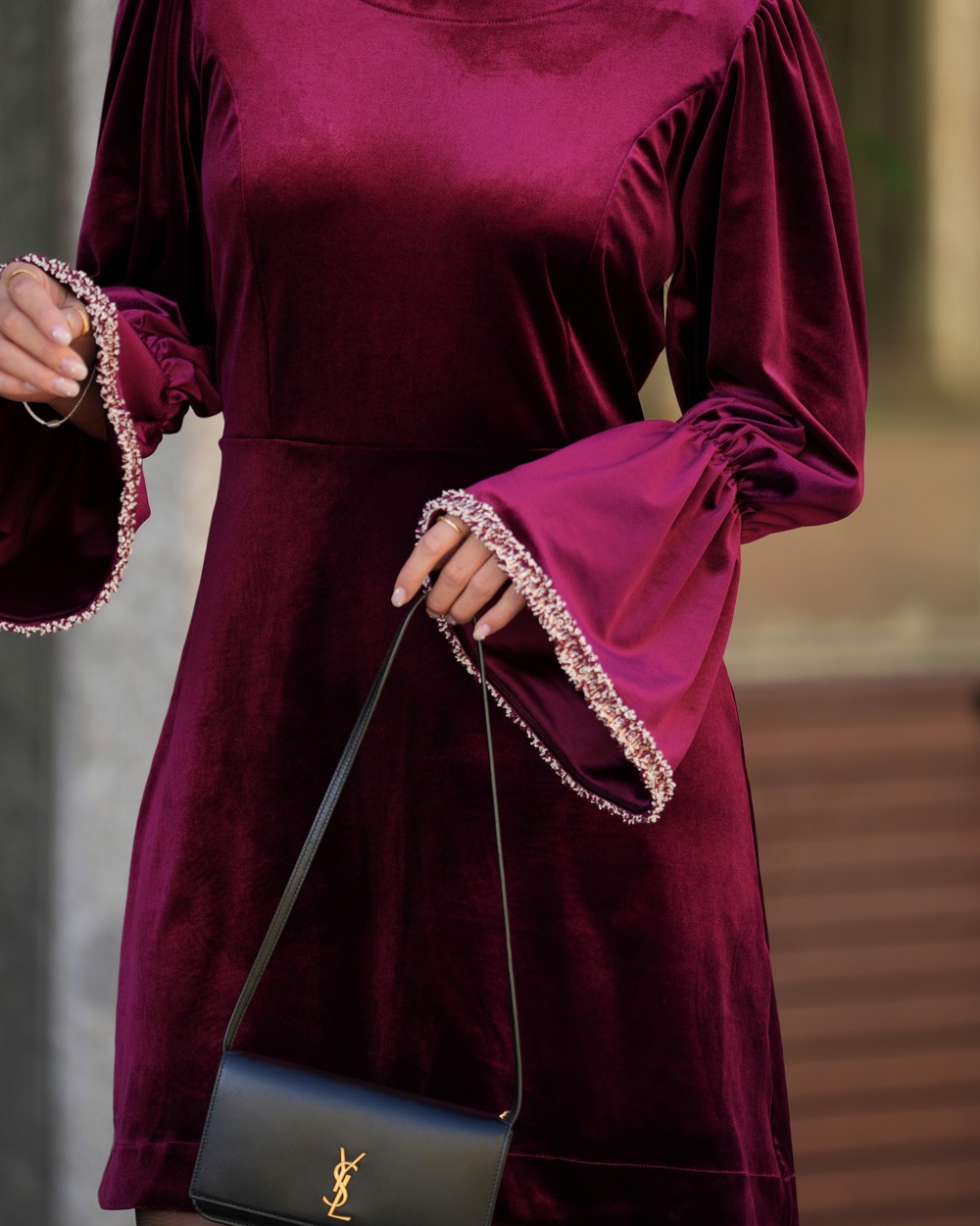 VESTIDO VELUDO BURGUNDY