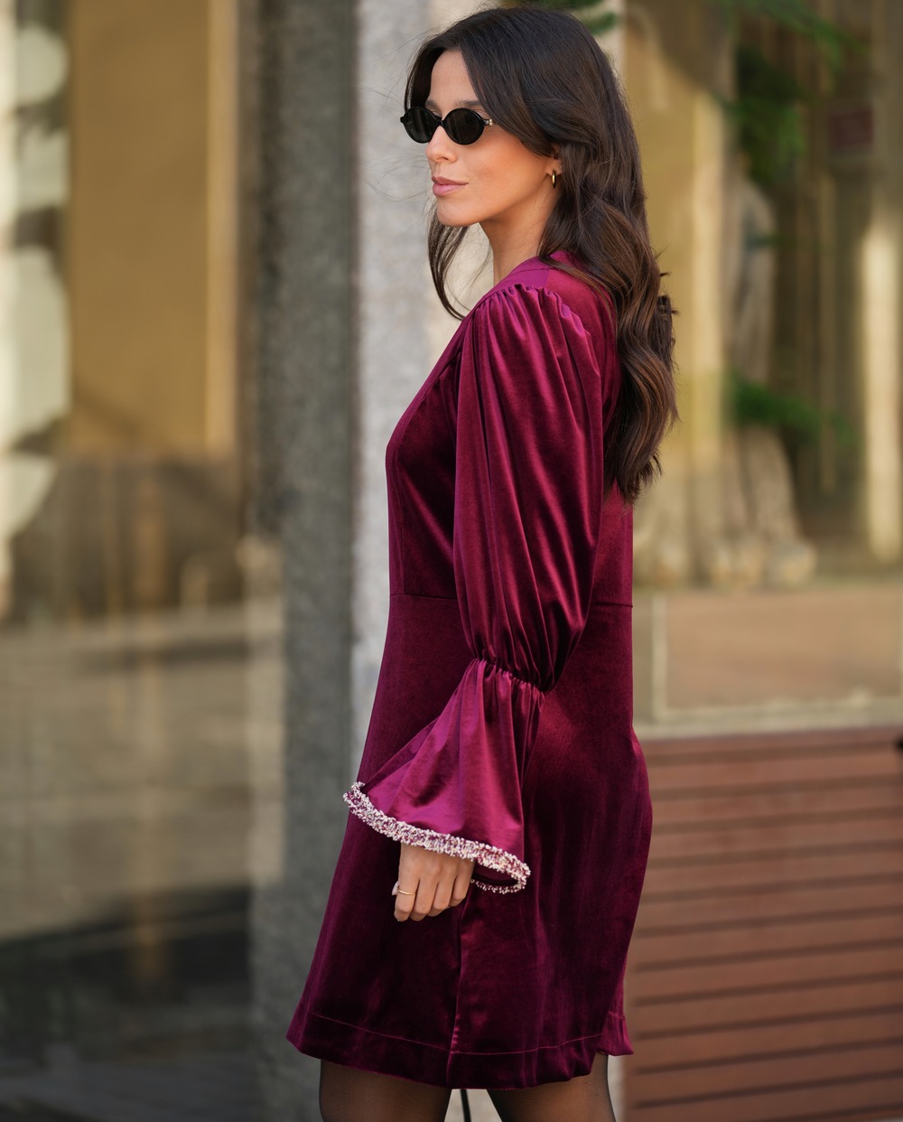 VESTIDO VELUDO BURGUNDY